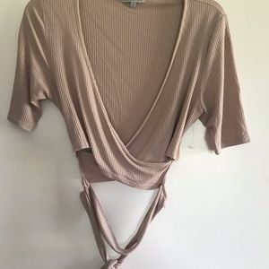 Tan Tie Up Crop Top